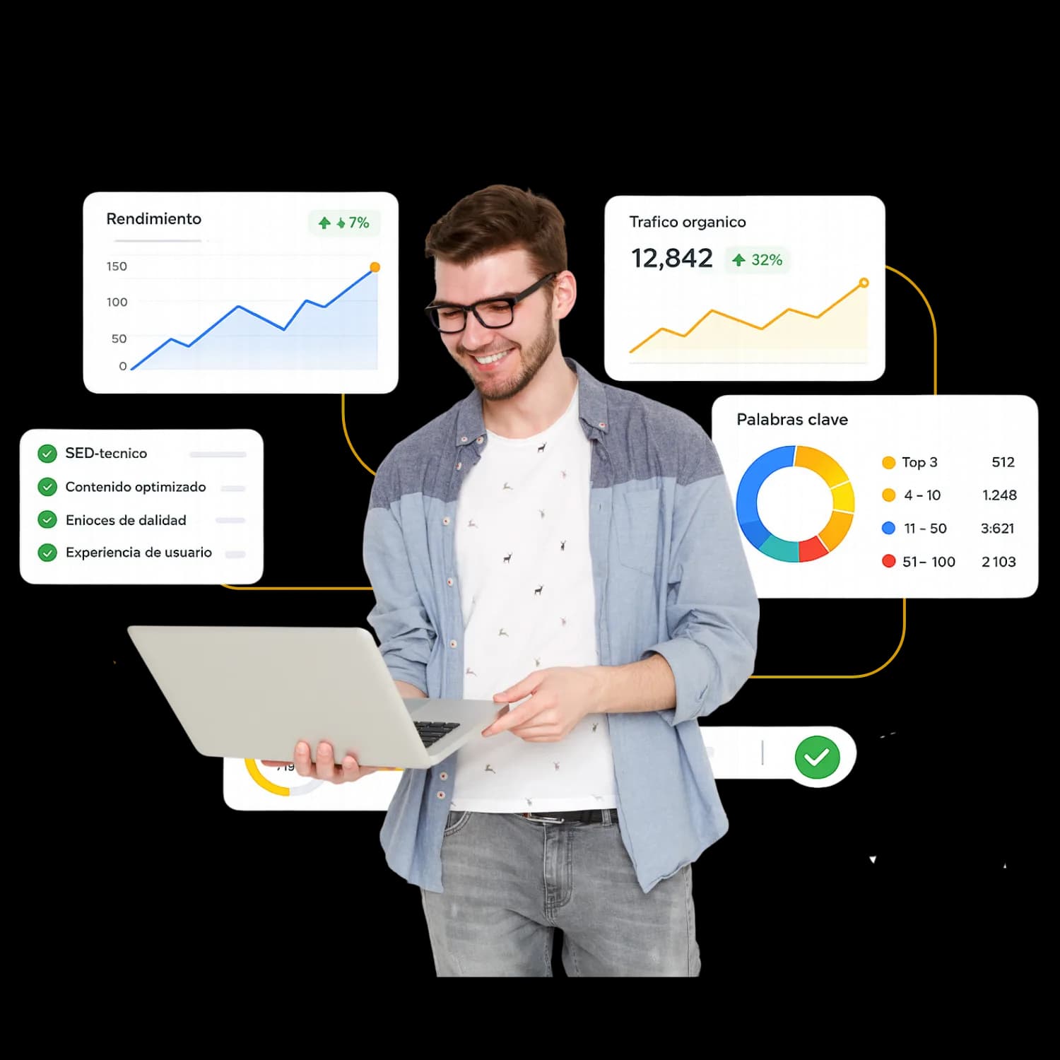Ilustración de sitio web optimizado para SEO técnico
