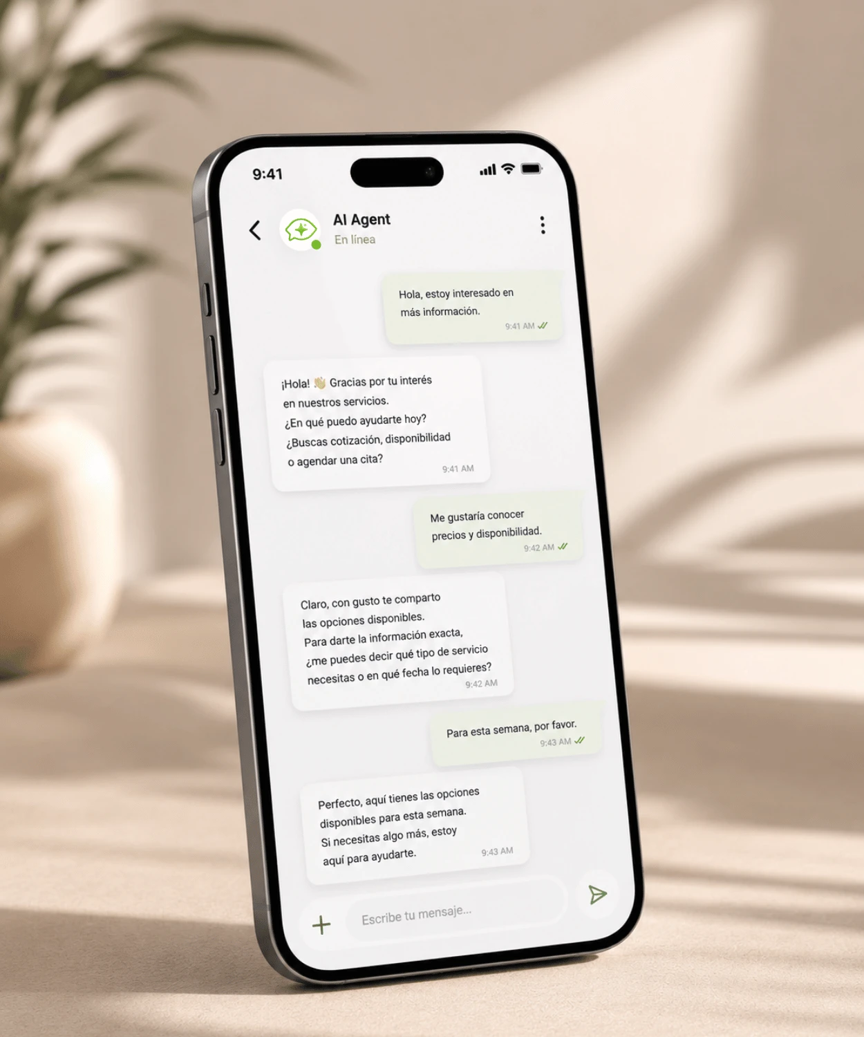 agente de ia para whatsapp atendiendo clientes 24/7