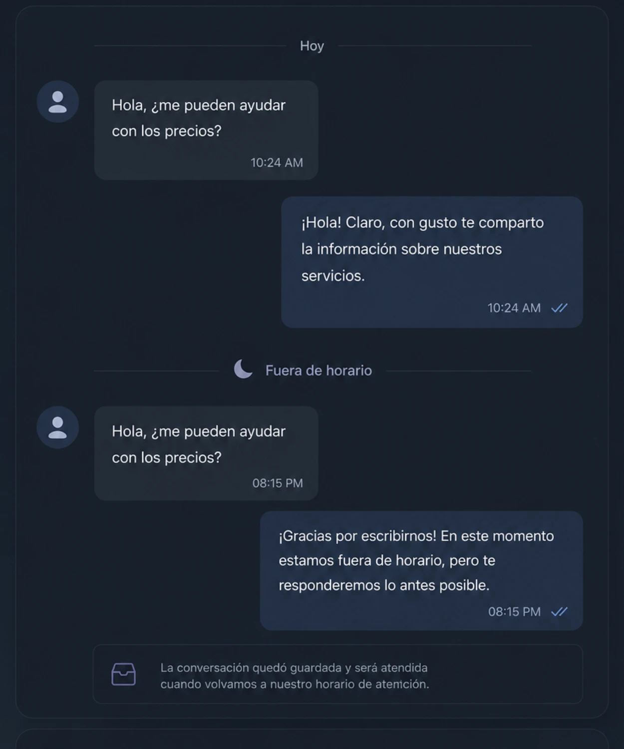 panel de horarios del agente de ia para whatsapp